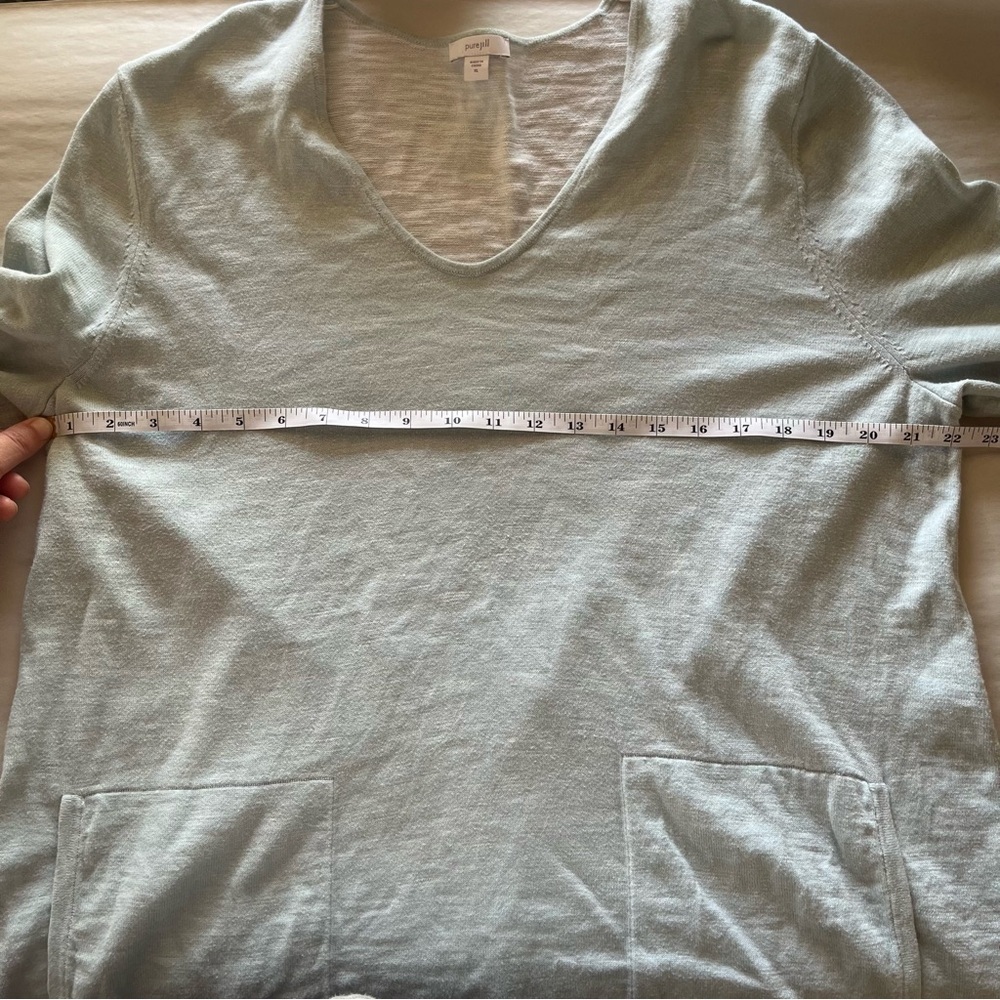 J. Jill PureJill Soft Cotton Light Blue Tunic-length V-Neck Sweater - Picture 9 of 10